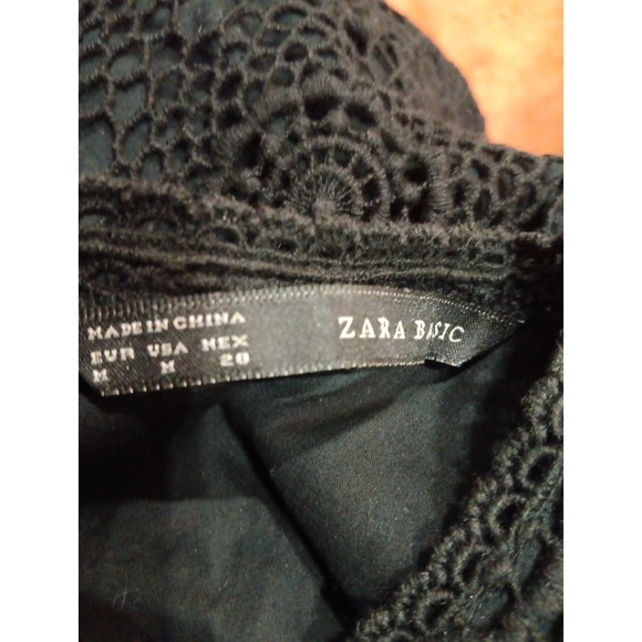 Zara Crochet Mini Dress Floral Black Retro Y2k - Picture 11 of 13